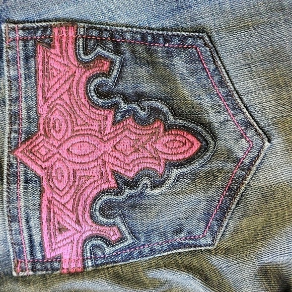 Antik Denim Boot Cut Jeans - Dark Gray with Pink Accents - Picture 5 of 10